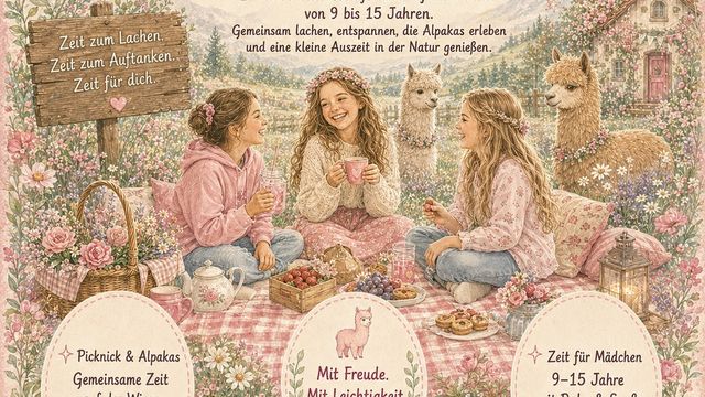 Freundinnen-Picknick auf der Alpakaweide