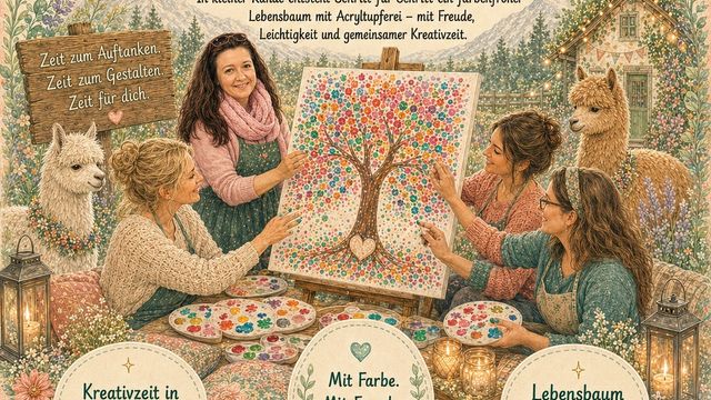 Afterwork Acryltupferei Lebensbaum mit Susanne